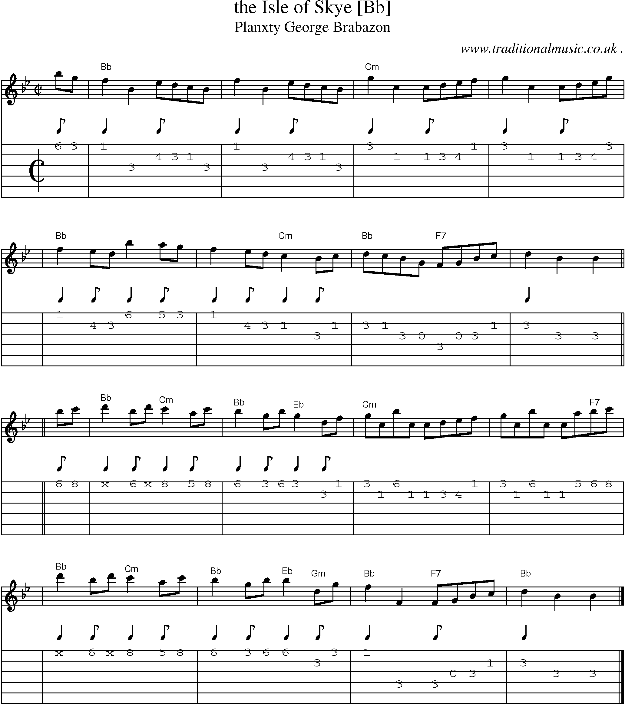 Sheet-music  score, Chords and Guitar Tabs for The Isle Of Skye [bb]